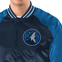 Veste universitaire Starter bleu marine/bleu Minnesota Timberwolves Intronisé Raglan à boutons-pression pour homme