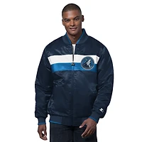 Veste universitaire en satin Ambassador pour homme, bleu marine/bleu, des Minnesota Timberwolves
