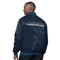 Men's Starter Navy/Blue Minnesota Timberwolves The Ambassador Satin Varsity Jacket
