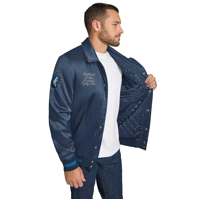 Veste universitaire à boutons-pression Jacob avec appliques en point de chaînette bleu marine pour homme Tommy Jeans Minnesota Timberwolves