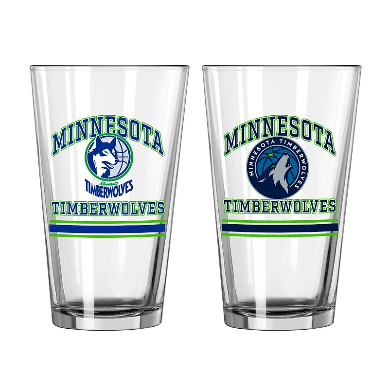 Timberwolves du Minnesota 16oz. Verre à pinte, paquet de deux