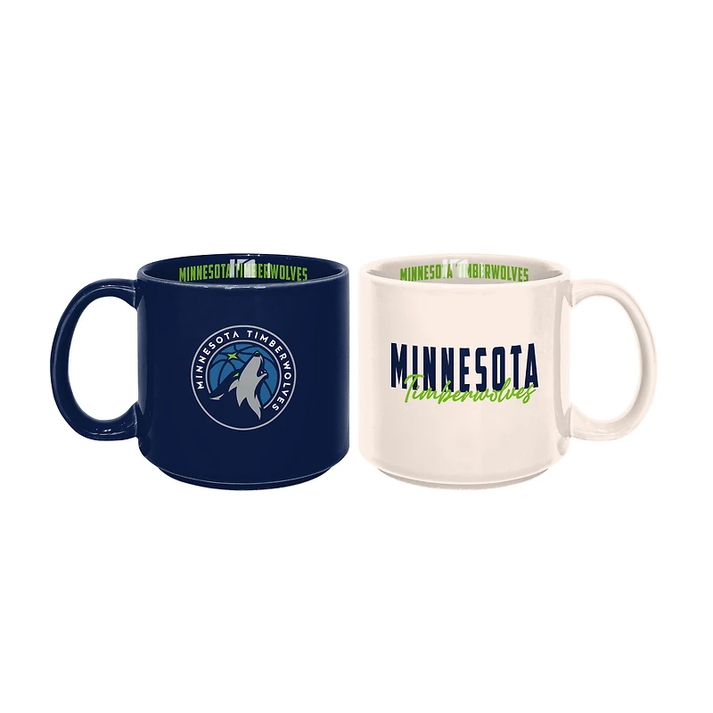 Lot de 2 tasses empilables de 15 oz des Timberwolves du Minnesota
