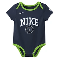 Ensemble de deux bodies Nike bleu marine/noir pour nouveau-né des Minnesota Timberwolves Just Do It