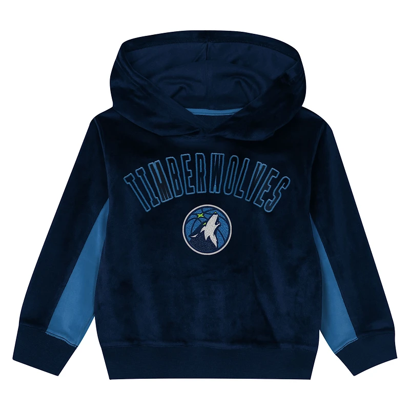Sweat à capuche en velours bleu marine des Timberwolves du Minnesota pour enfants d'âge préscolaire Outerstuff