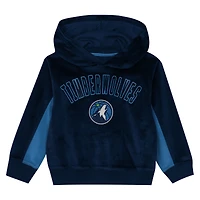 Sweat à capuche en velours bleu marine des Timberwolves du Minnesota pour enfants d'âge préscolaire Outerstuff