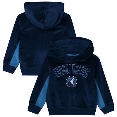 Sweat à capuche en velours bleu marine des Timberwolves du Minnesota pour enfants d'âge préscolaire Outerstuff