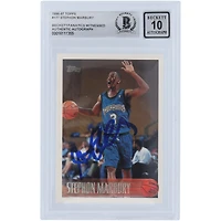 Stephon Marbury Minnesota Timberwolves Carte de recrue autographiée Topps #177 Beckett 1996-97, témoin des fanatiques, authentifiée