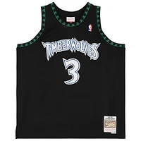 Maillot Swingman noir autographié par Stephon Marbury des Minnesota Timberwolves Mitchell & Ness 1997-98
