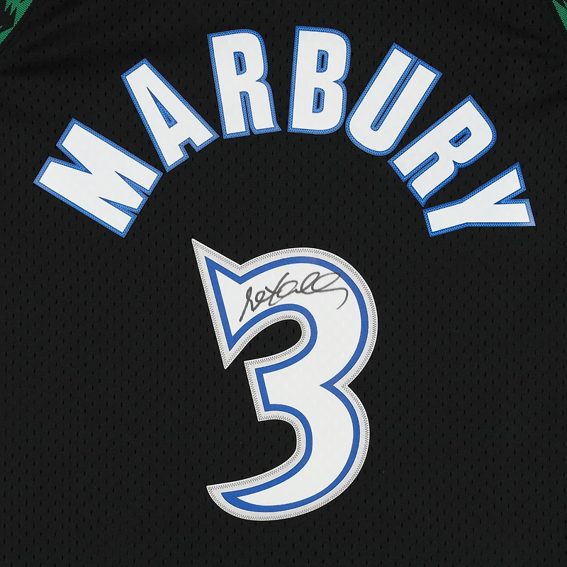 Maillot Swingman noir autographié par Stephon Marbury des Minnesota Timberwolves Mitchell & Ness 1997-98