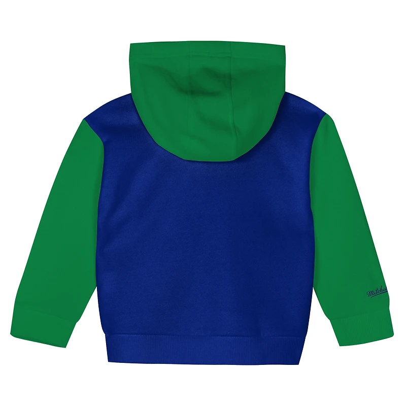 Toddler Mitchell & Ness Blue/Green Minnesota Timberwolves Big Face Oversized Pullover Hoodie Pants Set