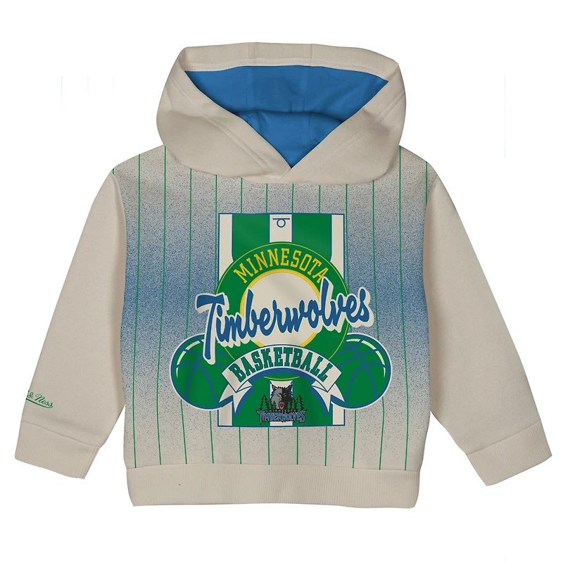 Ensemble sweat à capuche oversize et pantalon Mitchell & Ness crème/bleu Minnesota Timberwolves Retro Roots pour tout-petit