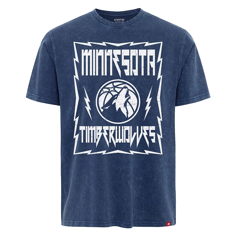 Unisex Sportiqe Blue Minnesota Timberwolves Distressed Rock & Roll Collection Angus Premium Mineral Wash T-Shirt