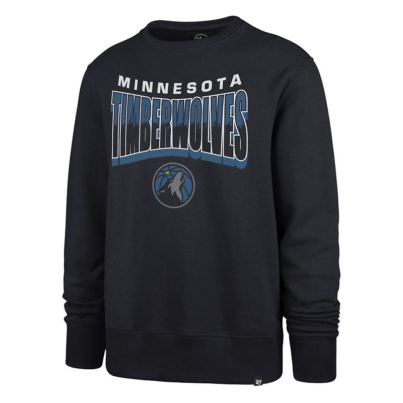 Unisex '47  Navy Minnesota Timberwolves Brush By Headline Crewneck Sweatshirt