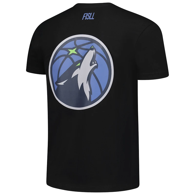 T-shirt unisexe FISLL noir avec logo surdimensionné des Minnesota Timberwolves