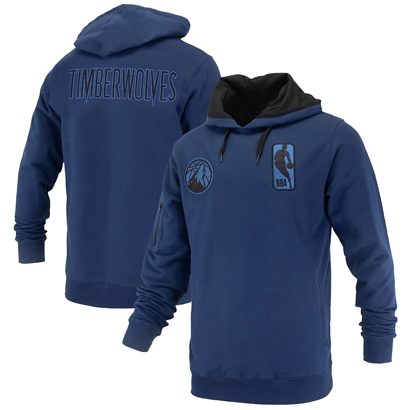 Unisex FISLL Navy Minnesota Timberwolves Logoman Shadow Collection Pullover Hoodie