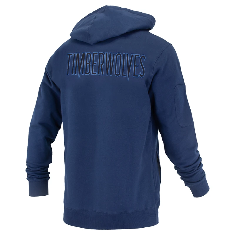 Unisex FISLL Navy Minnesota Timberwolves Logoman Shadow Collection Pullover Hoodie