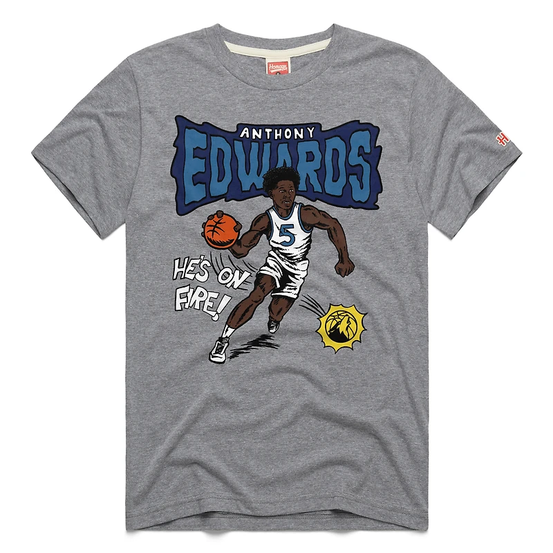 T-shirt unisexe hommage à Anthony Edwards Gray, Minnesota Timberwolves, bande dessinée, tri-blend