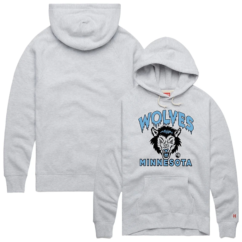 Unisex Homage Ash Minnesota Timberwolves Hometown Edition Tri-Blend Raglan Pullover Hoodie