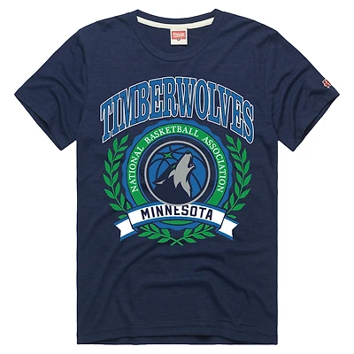 Unisex Homage  Navy Minnesota Timberwolves Crest Tri-Blend T-Shirt