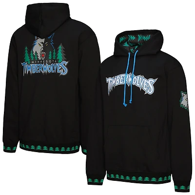 Sweat à capuche unisexe noir épais vintage des Minnesota Timberwolves de Mitchell & Ness