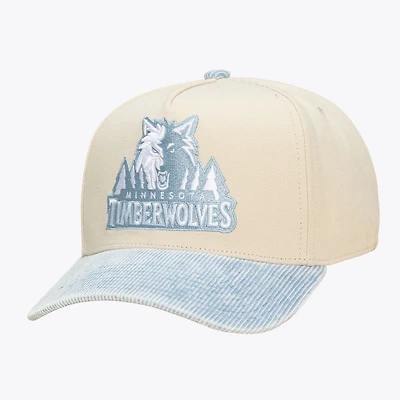 Unisex Mitchell & Ness Cream/Light Blue Minnesota Timberwolves Faded Pro Snapback Hat