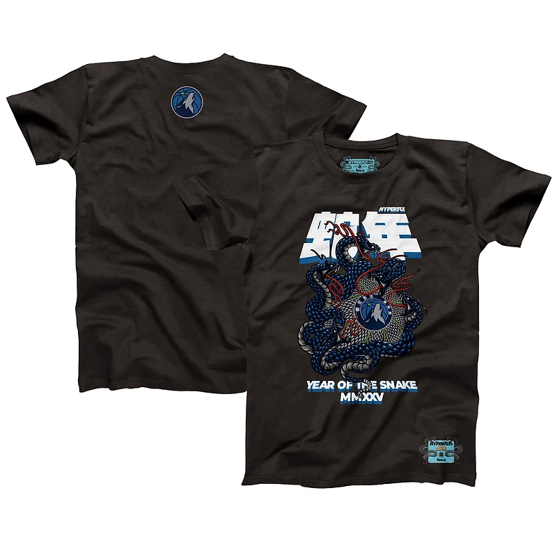 T-shirt unisexe NBALab x Hyperfly Heather Black Minnesota Timberwolves Collection Année du serpent Nouvel An lunaire