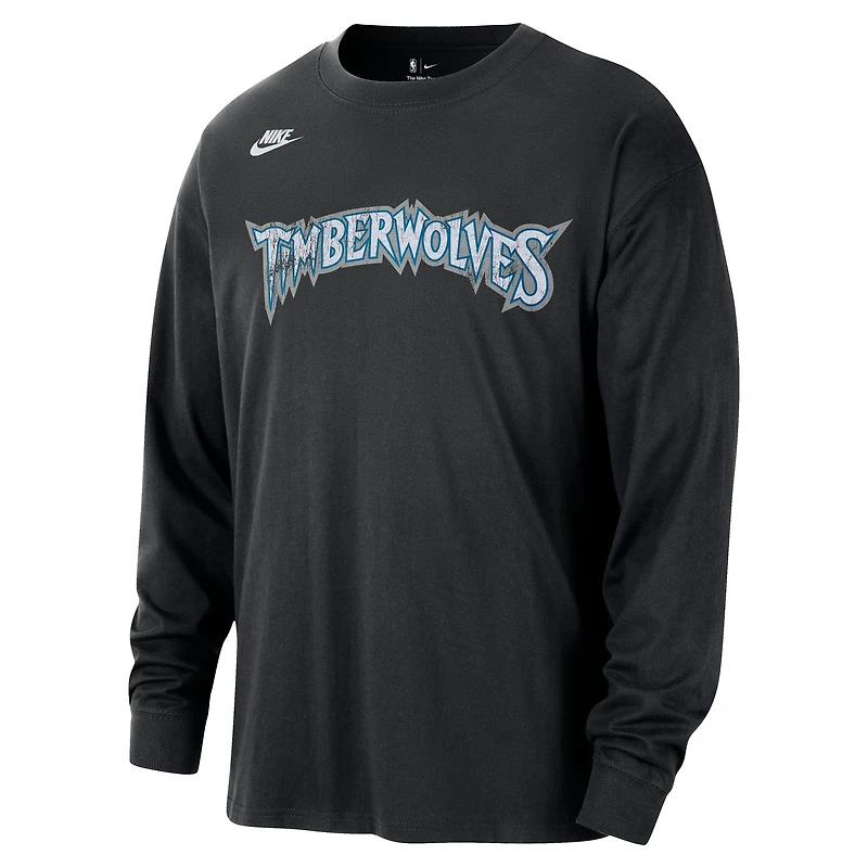 Unisex Nike Black Minnesota Timberwolves Classic Edition Hardwood Classics Essential Logo Long Sleeve T-Shirt