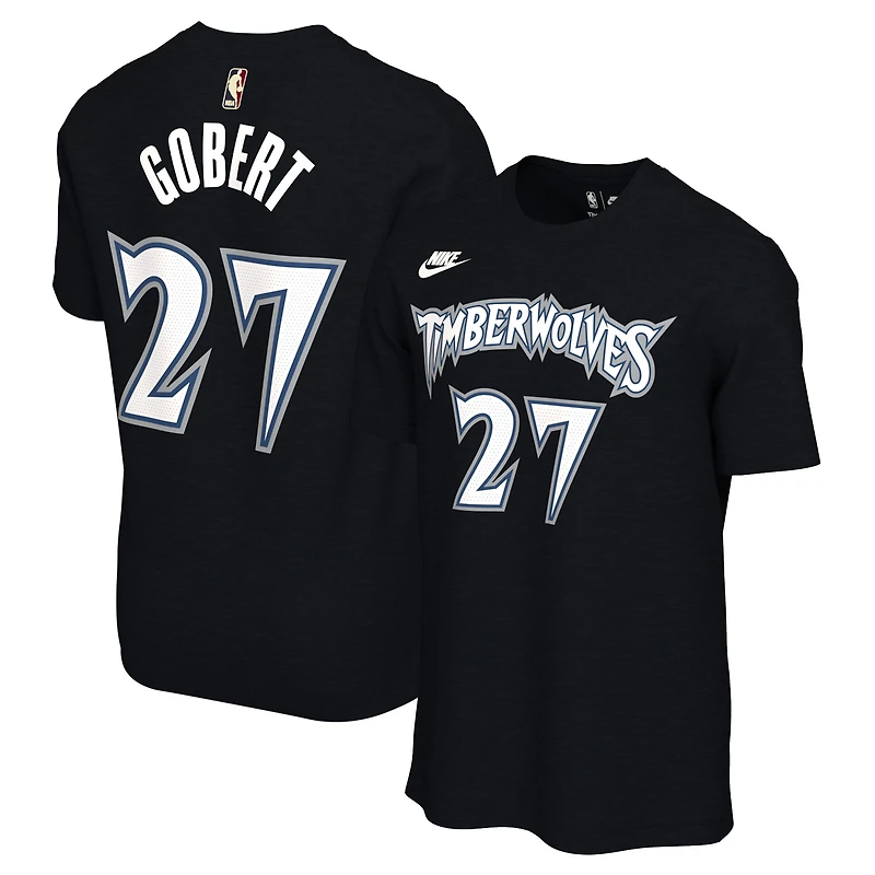 T-shirt unisexe Nike Rudy Gobert noir avec nom et numéro des Minnesota Timberwolves - Édition classique