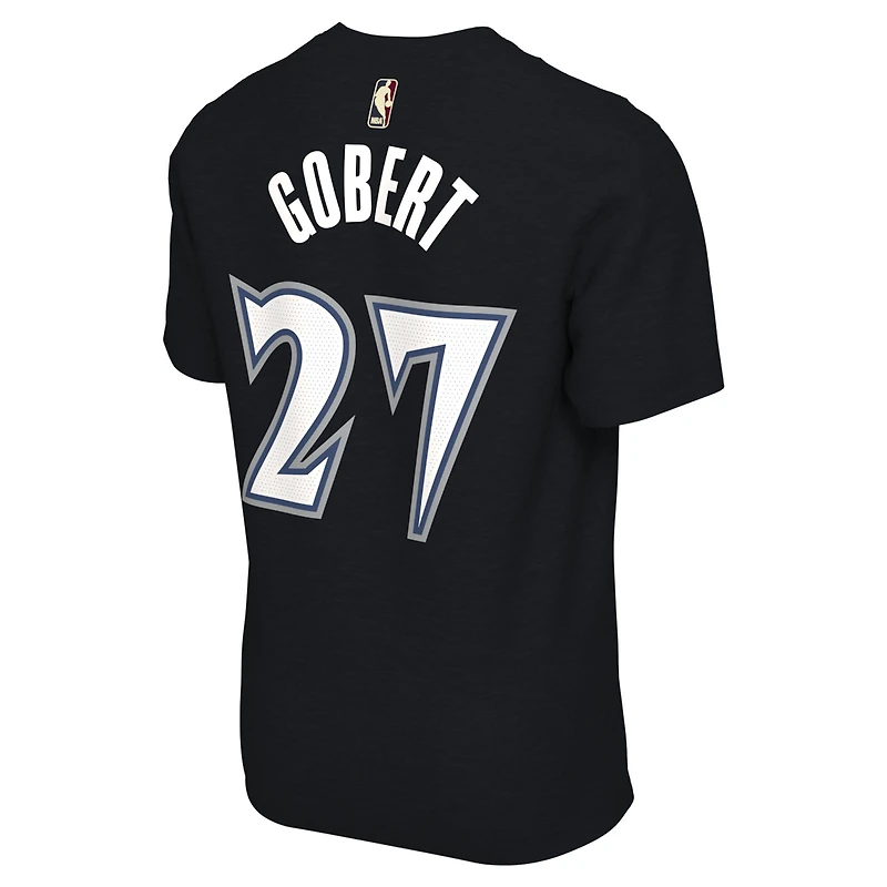 T-shirt unisexe Nike Rudy Gobert noir avec nom et numéro des Minnesota Timberwolves - Édition classique