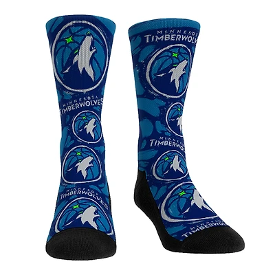Chaussettes unisexes Rock Em Minnesota Timberwolves Allover Logo & Paint Crew