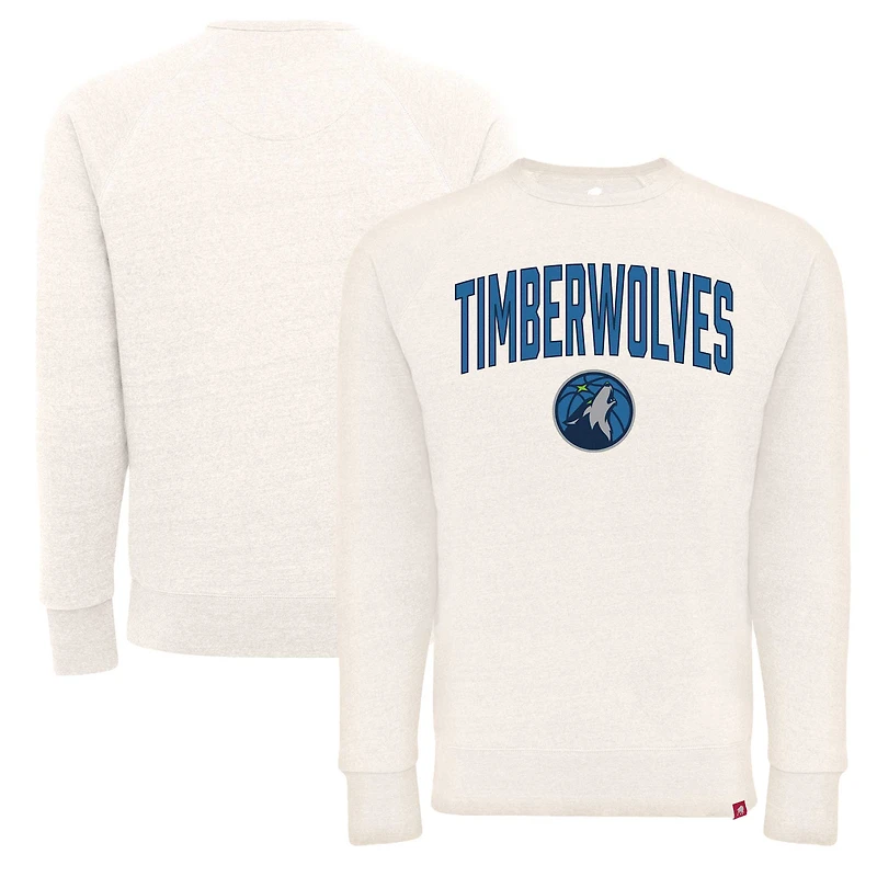 Sweat-shirt unisexe Sportiqe Minnesota Timberwolves Harmon super doux à trois mélanges raglan crème