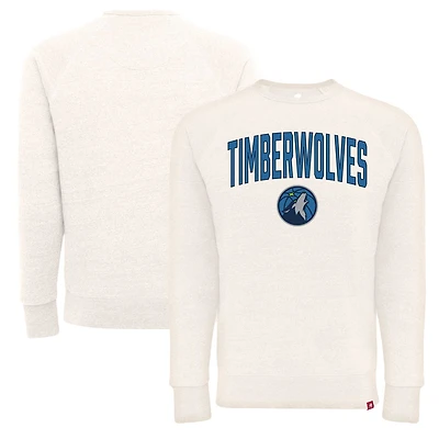 Sweat-shirt unisexe Sportiqe Minnesota Timberwolves Harmon super doux à trois mélanges raglan crème