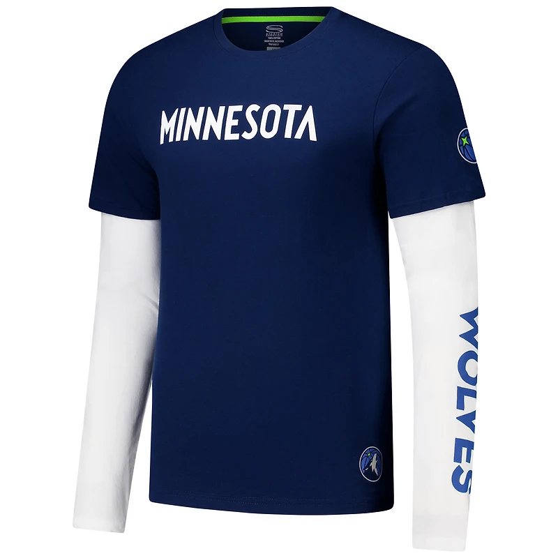 Unisex Stadium Essentials Navy Minnesota Timberwolves Spectator Twofer Long Sleeve  T-Shirt