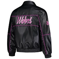 Unisex The Wild Collective  Black Minnesota Timberwolves City Edition Full-Snap Faux Leather Jacket