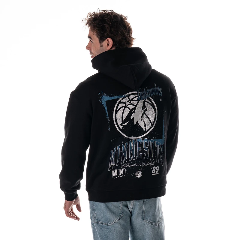 Sweat à capuche unisexe The Wild Collective noir Minnesota Timberwolves Splatter Premium