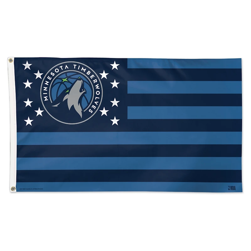 WinCraft Minnesota Timberwolves 3' x 5' Single-Sided Deluxe Patriotic Stars & Stripes Flag