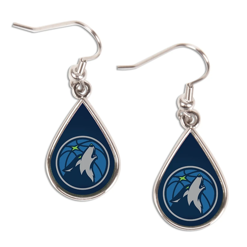 WinCraft Minnesota Timberwolves Boucles d'oreilles pendantes en forme de goutte d'eau avec logo