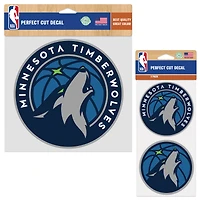 Lot de deux autocollants WinCraft Minnesota Timberwolves Perfect Cut