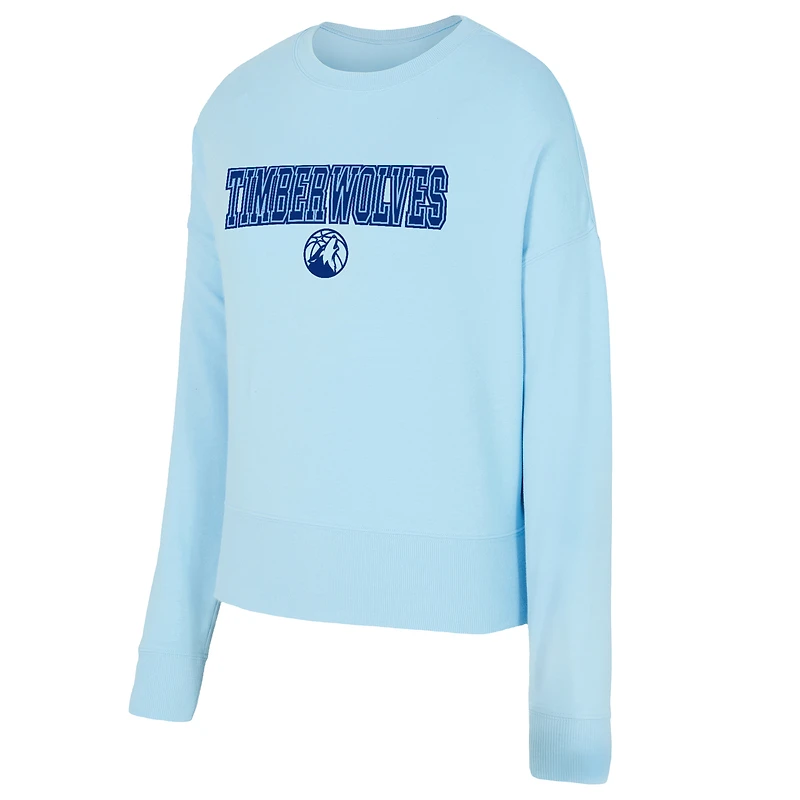 Women's Concepts Sport  Light Blue Minnesota Timberwolves Elevation Tri-Blend Long Sleeve Top & Shorts Set