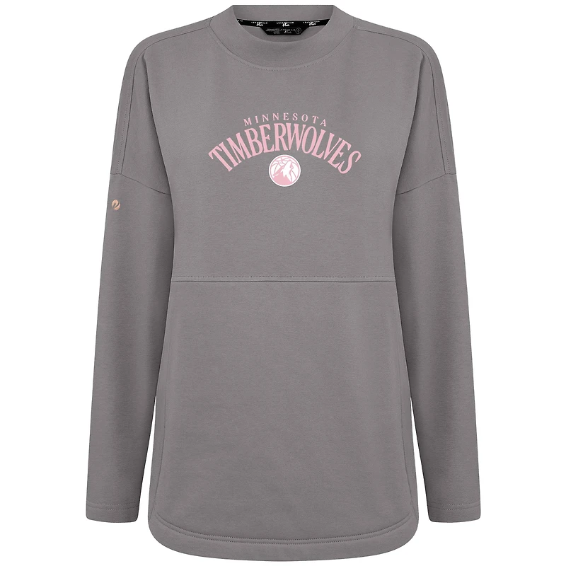 Women's Levelwear  Gray Minnesota Timberwolves Mother's Day Beaudry Arched Pullover Sweatshirt