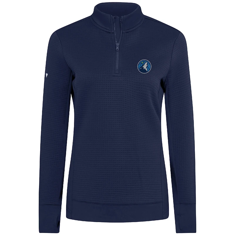 Women's Levelwear  Navy Minnesota Timberwolves Cushion Quarter-Zip Pullover