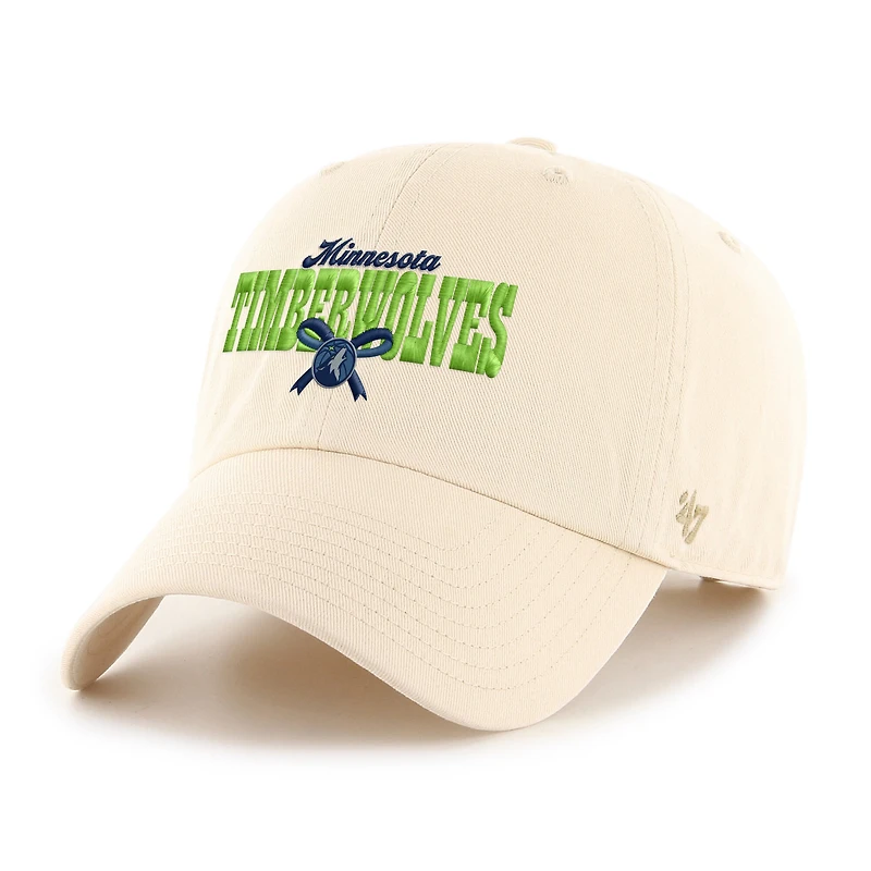 Chapeau ajustable pour femme '47 Natural Minnesota Timberwolves Bow Stack Clean Up