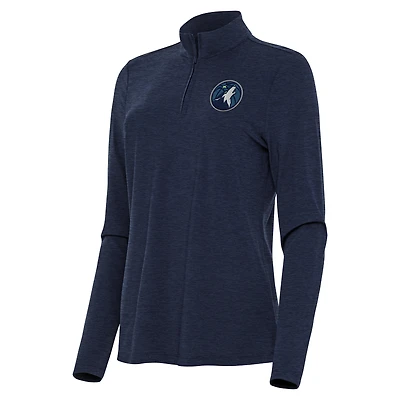 Women's Antigua  Heather Navy Minnesota Timberwolves Bright Quarter-Zip Top