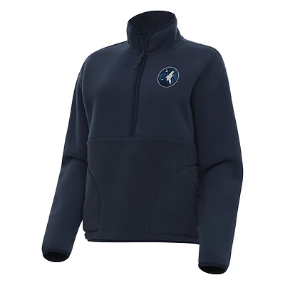 Women's Antigua Navy Minnesota Timberwolves Figure Half-Zip Pullover Sweatshirt