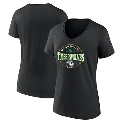 Women's  Black Minnesota Timberwolves Lucky V-Neck T-Shirt