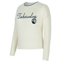 Women's Concepts Sport Cream Minnesota Timberwolves Kaki Hacci Knit Long Sleeve Top & Shorts Set