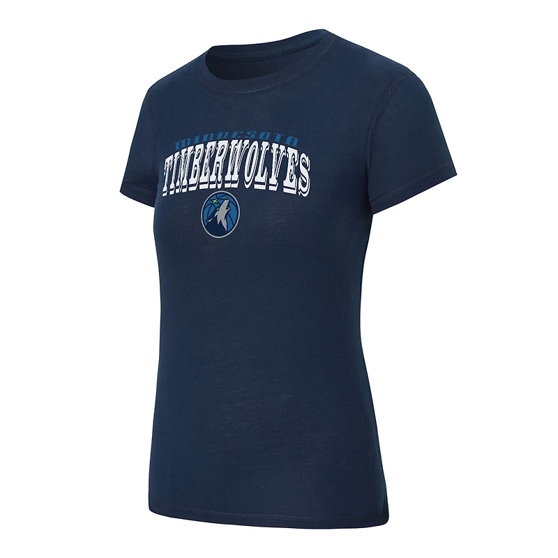 Ensemble pyjama en flanelle bleu marine/gris pour femme Concepts Sport des Timberwolves du Minnesota Avondale avec t-shirt et pantalon