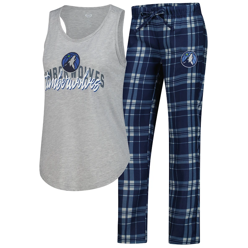 Ensemble débardeur et pantalon pour femme Concepts Sport Navy Minnesota Timberwolves Regulate
