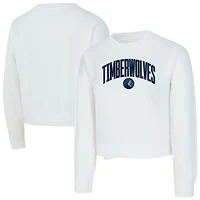 Women's Concepts Sport  White Minnesota Timberwolves Laney Chenille Cropped Long Sleeve T-Shirt