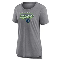 Women's Fanatics Heathered Gray Minnesota Timberwolves True Classics Tri-Blend T-Shirt